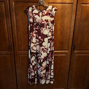 Ann Taylor Burgundy and Cream Dress Size 10